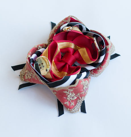 4" T Red w Coffee TL/ B&WS/Red w Gold OL- FLAT KNOT (BBOJ Ring Master M2M) with EMBELLISHMENTS