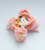 3” T Dazzle w Lt Pink Ruffle OL & GV/ Lt Pink w Dazzle OL/ Dazzle w FCVL & Braided Trim w COW CLAY & Daisy EMBELLISHMENT