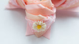 3” T Dazzle w Lt Pink Ruffle OL & GV/ Lt Pink w Dazzle OL/ Dazzle w FCVL & Braided Trim w COW CLAY & Daisy EMBELLISHMENT
